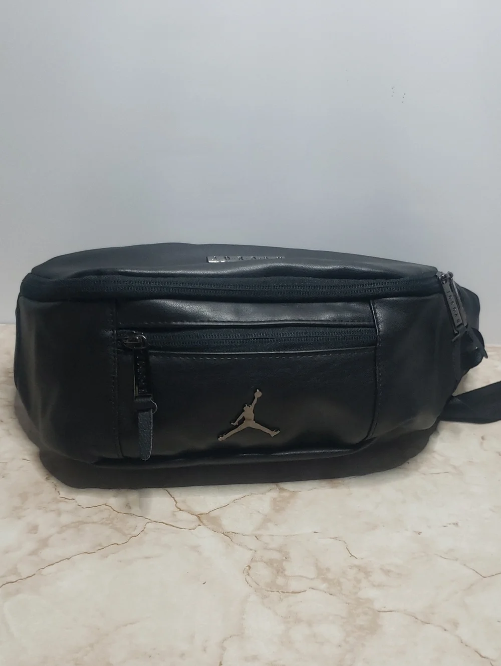 Jordan Black Faux Leather Crossbody Waist Bag Unisex